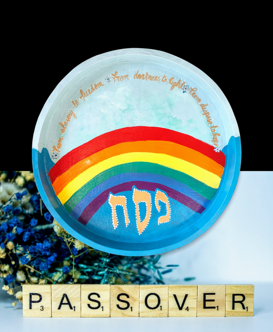 Rainbow Hand Painted Seder Plate