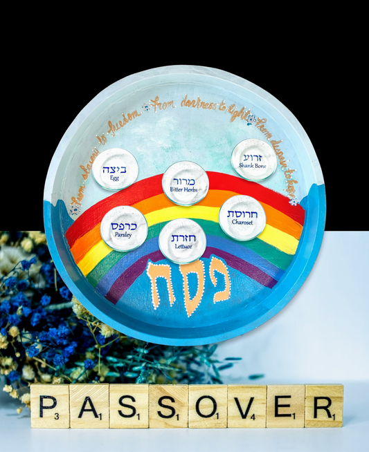 Rainbow Hand Painted Seder Plate