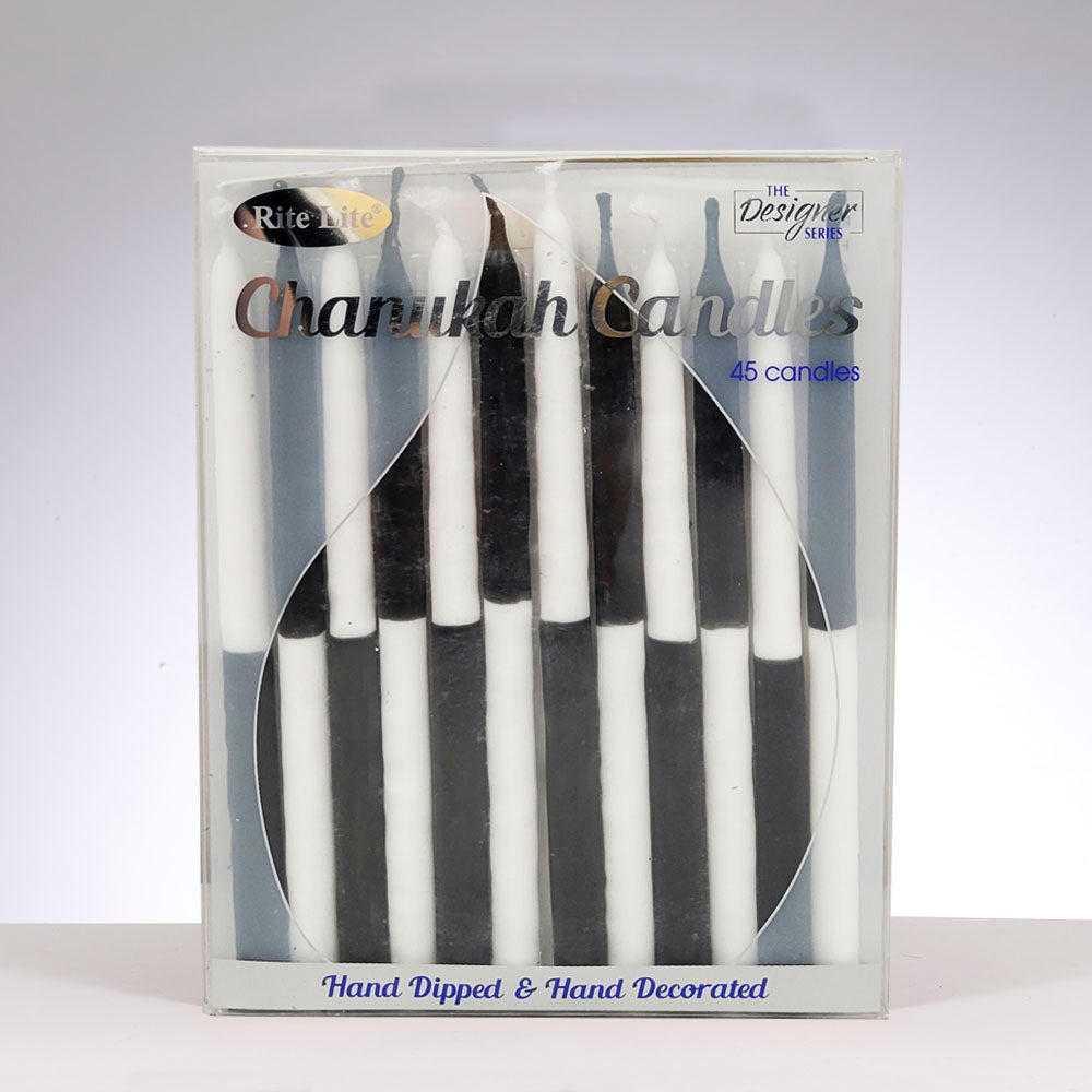 Two-Tone Black and White Chanukah Candles