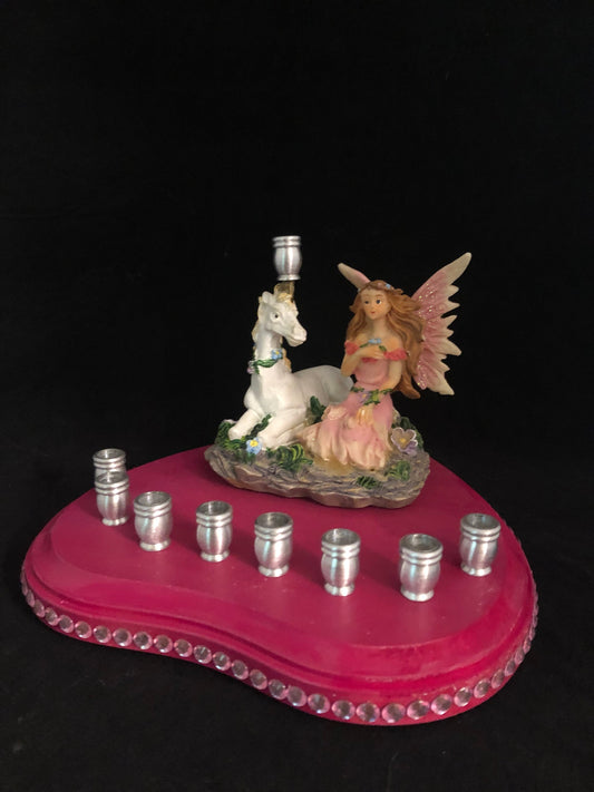 Vintage Fairy Unicorn Menorah