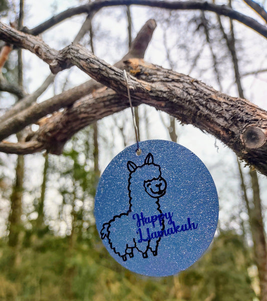 Happy Llamakah, Happy Cownuka funny Jewish ornament