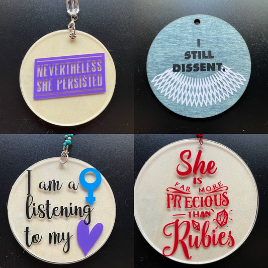Inspirational feminist empowerment ornaments