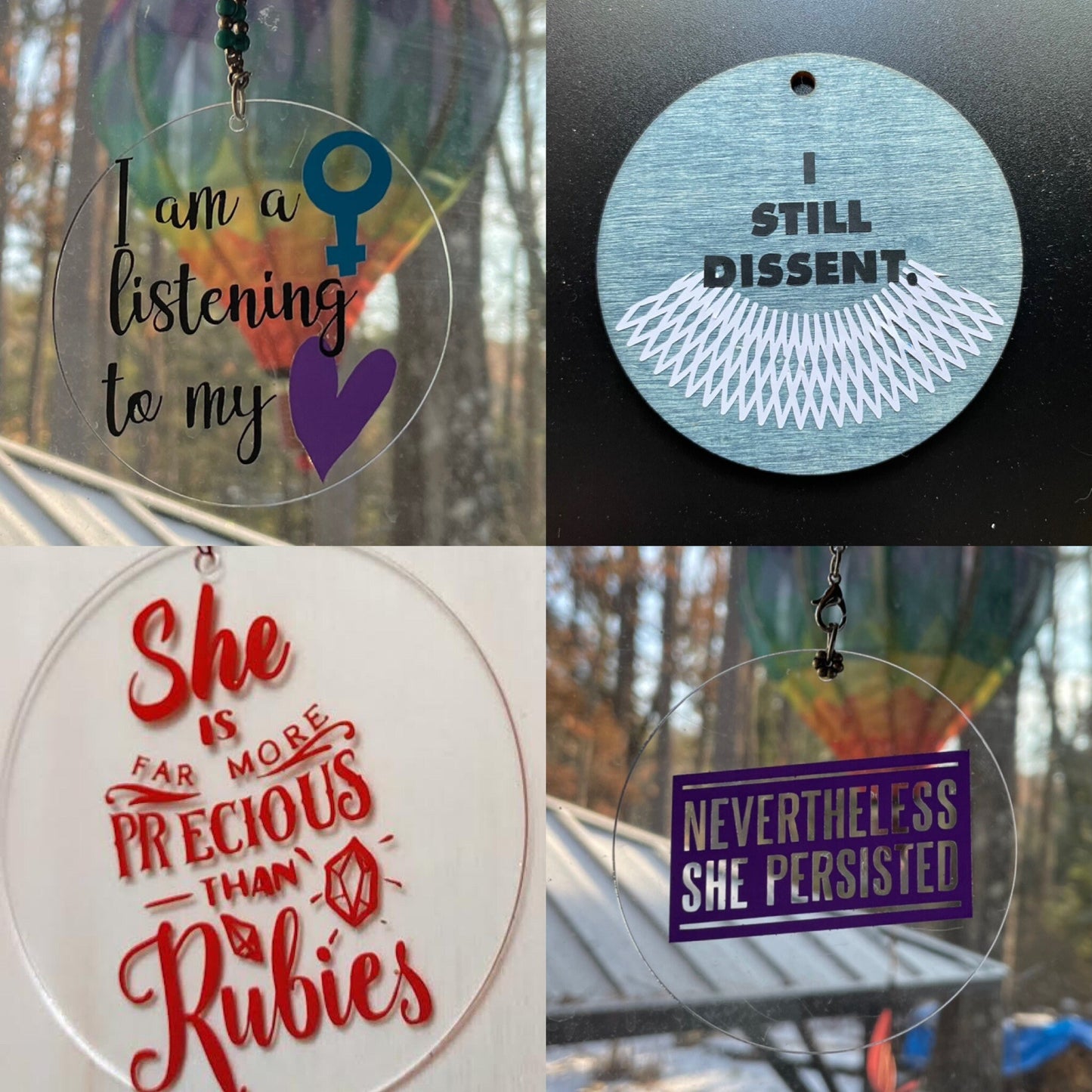 Inspirational feminist empowerment ornaments