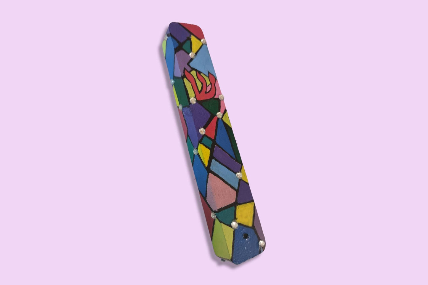 Hand-Painted Stained Glass Mezuzah