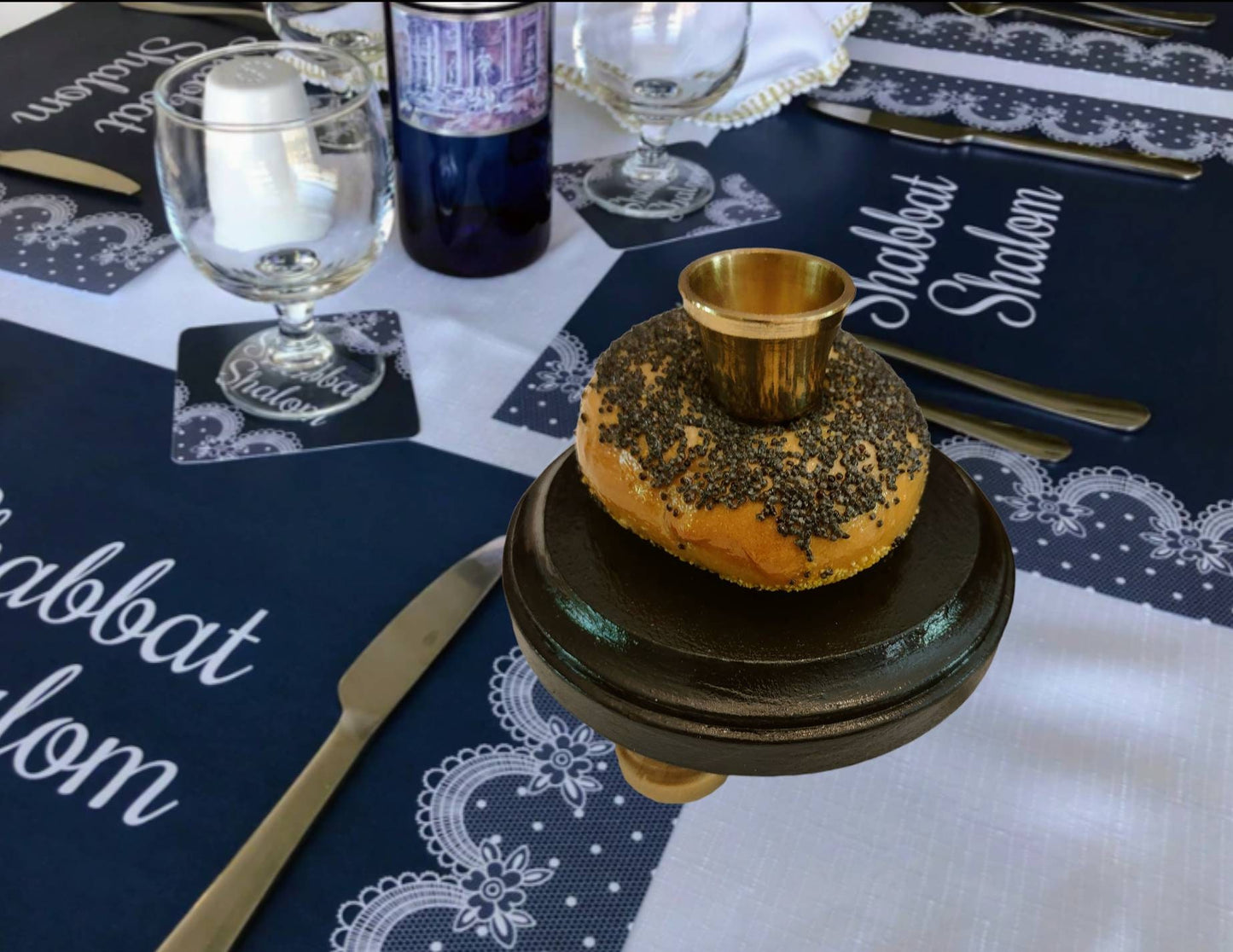 Bagel Shabbat Candle Holders