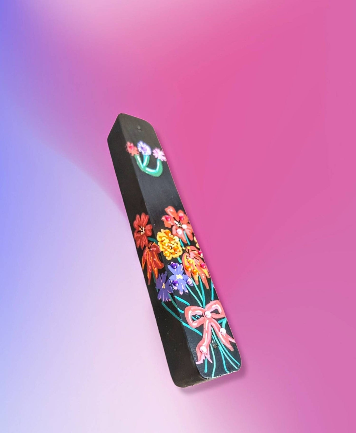 Hand painted  Flowers Mezuzah Case