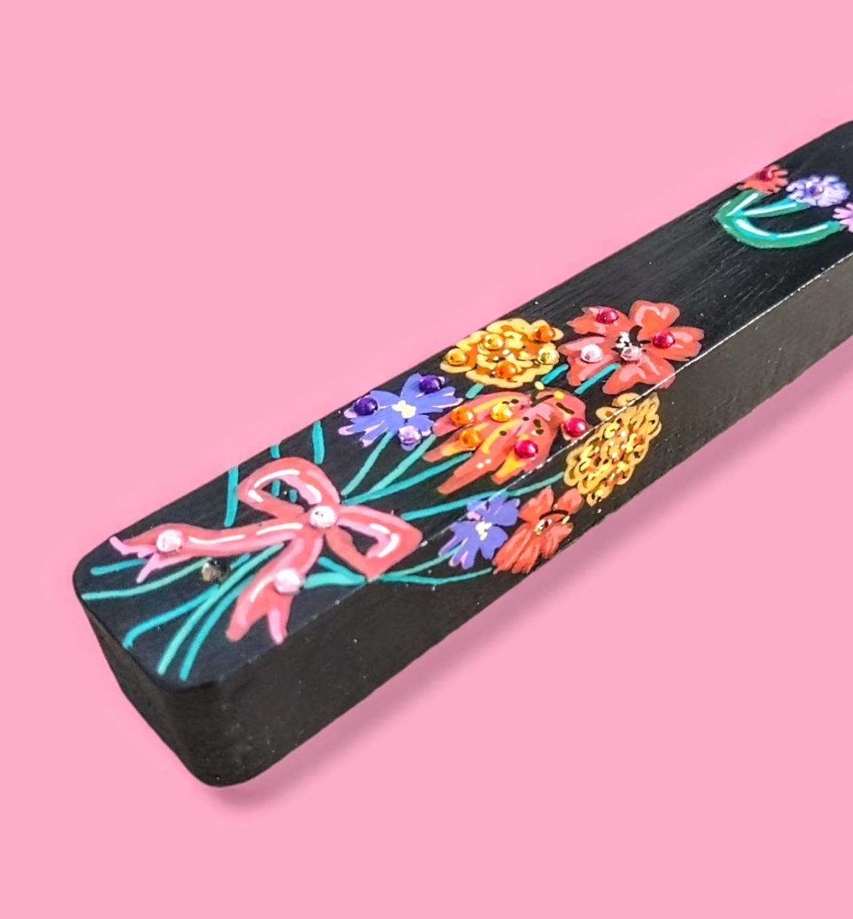 Hand painted  Flowers Mezuzah Case